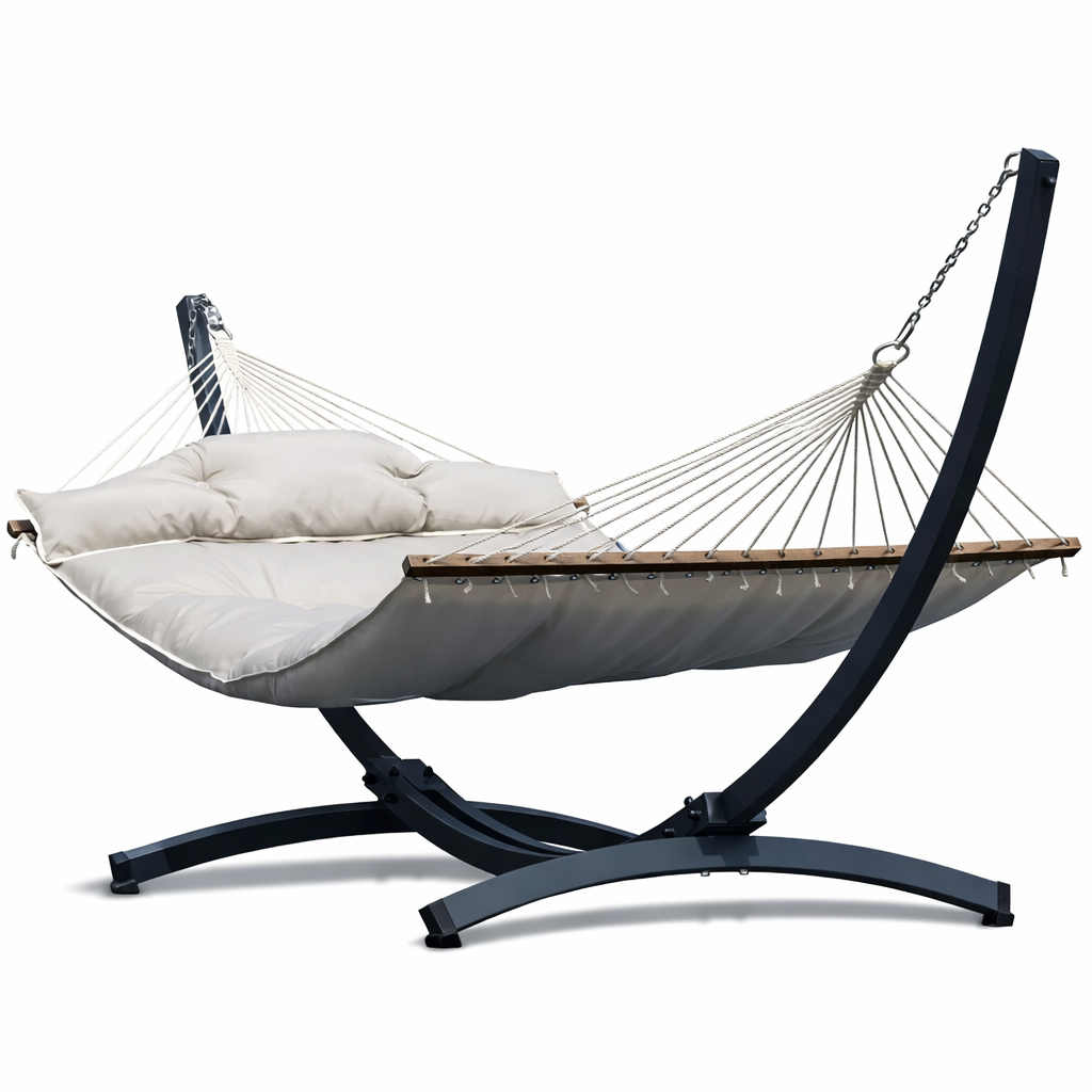 Hamac sur Pied Double Matelassé Liora | Confort Extrême, Structure Solide | HAMACJARDIN