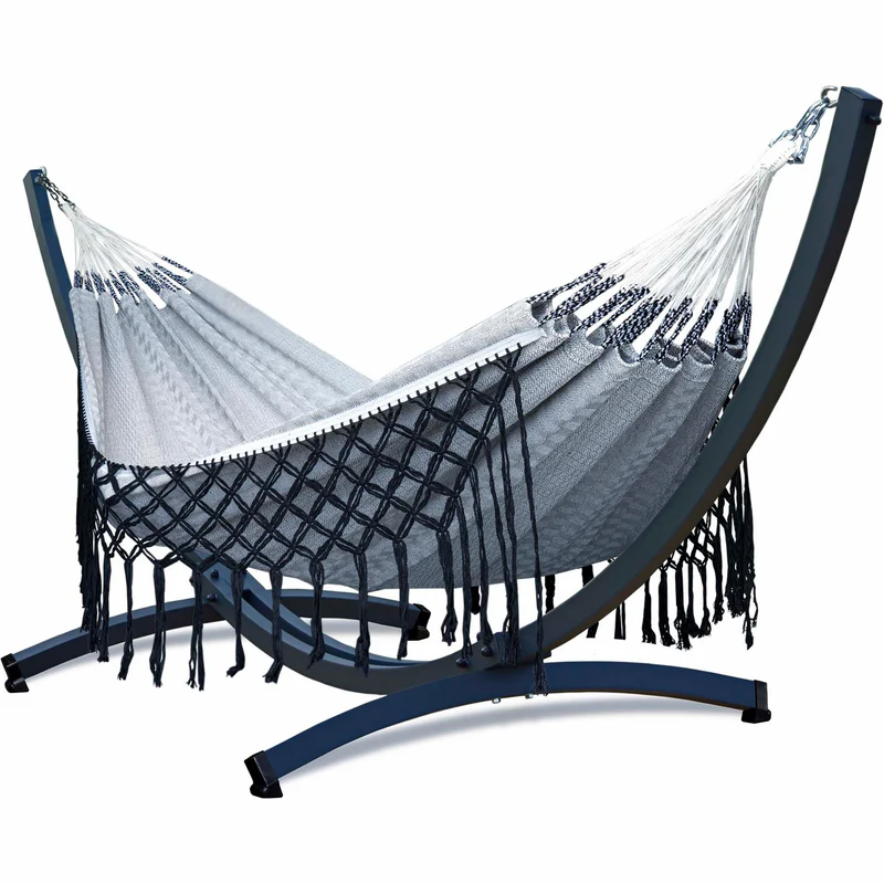 Hamac sur Pied Macramé Brise | Structure Complète, Style Bohème | HAMACJARDIN